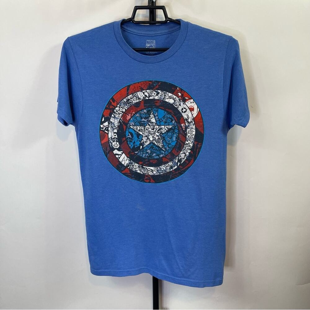 Marvel Comics Captain America Shield Short Sleeve Shirt Size Small Men’s